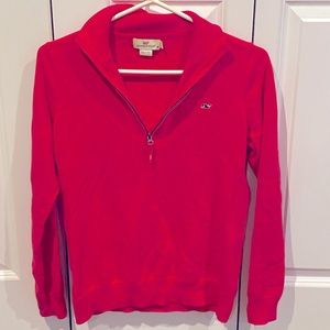 Vineyard Vines raspberry womens 1/4 zip pullover